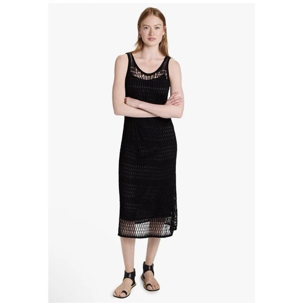 Theory Lace St Midi Dress Womens Medium Jet Black Tissage New MSRP $395